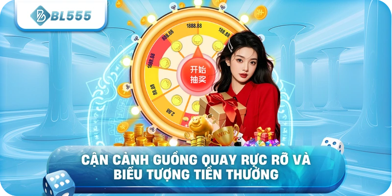 Cận cảnh guồng quay rực rỡ và biểu tượng tiền thưởng